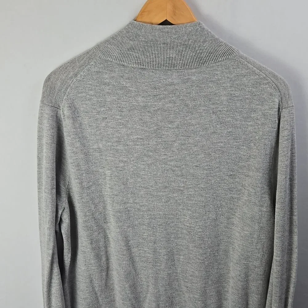J. Crew Mercantile Men's Light Gray Crewneck Sweater Long Sleeve 1/4 Zip Up Sz L
